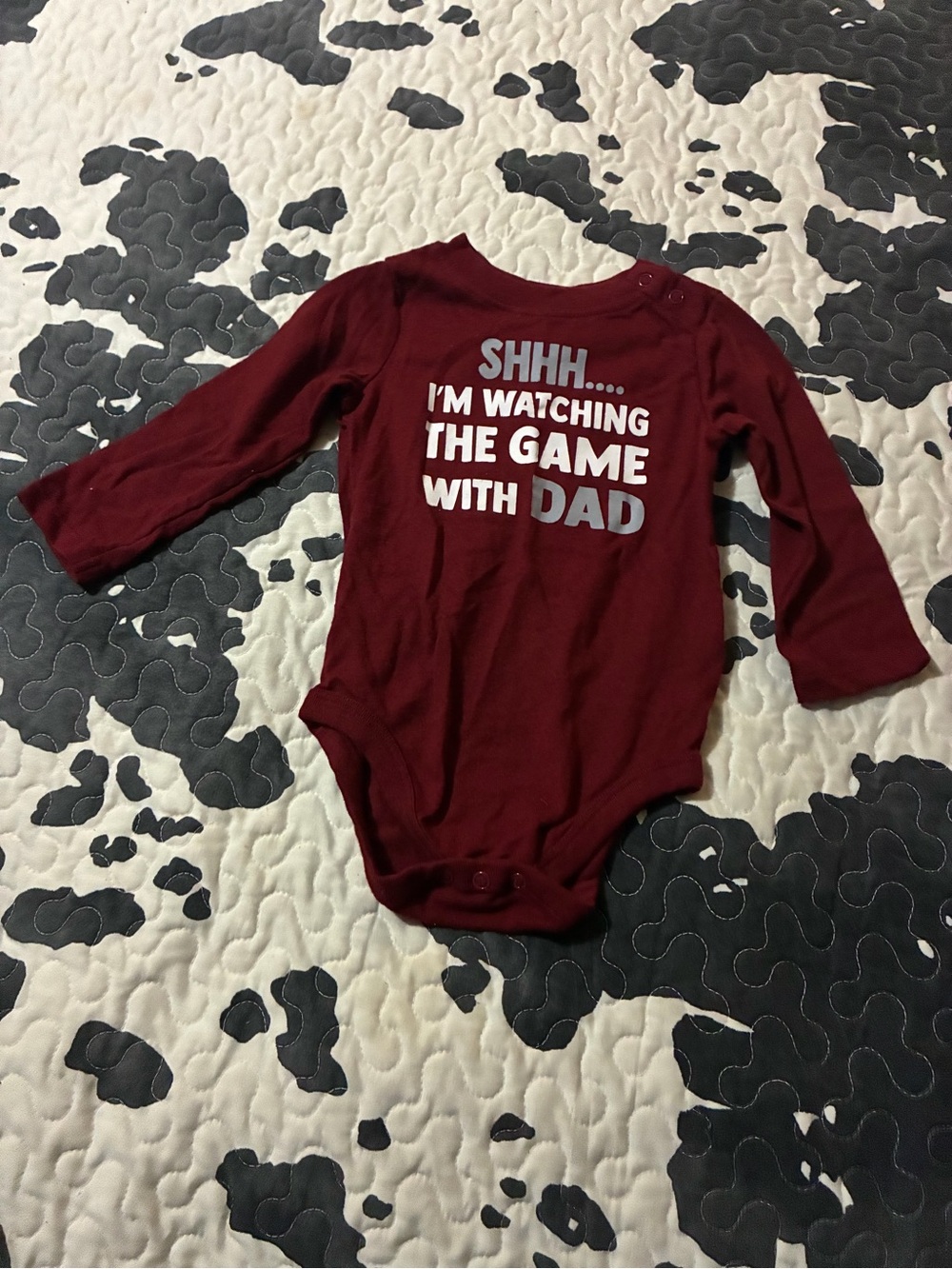 Garanimals Burgundy Long-Sleeve Bodysuit with 'Watching the Game' Print